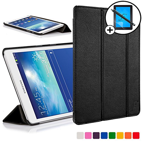 ForeFront Cases® Neue Leder Hülle / Tasche / Case / Cover für Samsung Galaxy Tab 3 Lite 7.0 T110 - Rundum-Geräteschutz und intelligente Auto-Sleep-Wake-Funktion mit 3-JAHRES-GARANTIE VON FOREFRONT CASES - inkl. Eingabestift und Displayschutz