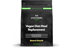 ‎THE PROTEIN WORKS Protein Works Vegan Diät Mahlzeitenersatz | Banana Smooth | 100% pflanzlich | Erschwinglich, gesund und schnell | Mahlzeitersatz-Shake | 1kg