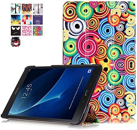 Tab A 10.1'' Flip Case,Premium PU Leather Flip Cover [with Stand Feature] Folio Case for Samsung Galaxy Tab A 10.1 (2016) SM-T580N / SM-T585N Covers and Cases ,Colorful swirl