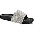 SUGAR ISLAND CELEBRITY STYLE LADIES WOMENS GLITTER DIAMANTE FLIP FLOP SLIDERS PLAIN SLIPPERS MULES