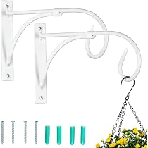 FEED GARDEN IJzeren Muurhaken – 20 Cm – Set Van 2 Witte C-vorm Beugels – Inclusief Schroeven – Voor Planten, Vogelvoeder, Windgong, Yogamat