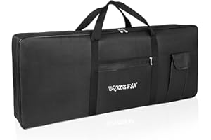 BQKOZFIN 61 Key Keyboard Gig Bag Case, Portable Padded Electric Piano Keyboard Case 600D Oxford Cloth with 10mm Cotton Case Gig Bag (Black)