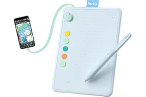 Parblo Drawing Tablet Ninos Q for Android Phone,6.3x4.5 inch Mobile Digital Graphic Tablet with 4 device switches,5 Shortcut keys,Battery-Free Stylus,for Android Device,Window,Mac