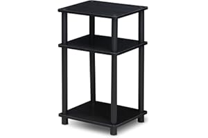 Furinno Beistelltisch mit 3 Ablageebenen, Holz, Americano/Schwarz, 29.21 x 34.04 x 57.91 cm