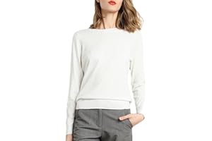 BIUBIULOVE FA Cashmere Crew Neck Sweater, Cashmere Sweaters for Women, Cashmere Long Sleeve Crew Neck Soft Warm Pullover Knit Jumpers