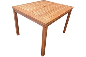 BrackenStyle Melton 4 Person 90cm Square Hardwood Garden Table Clear Finish - Wooden Outdoor Patio Dining Table - Commercial Standard