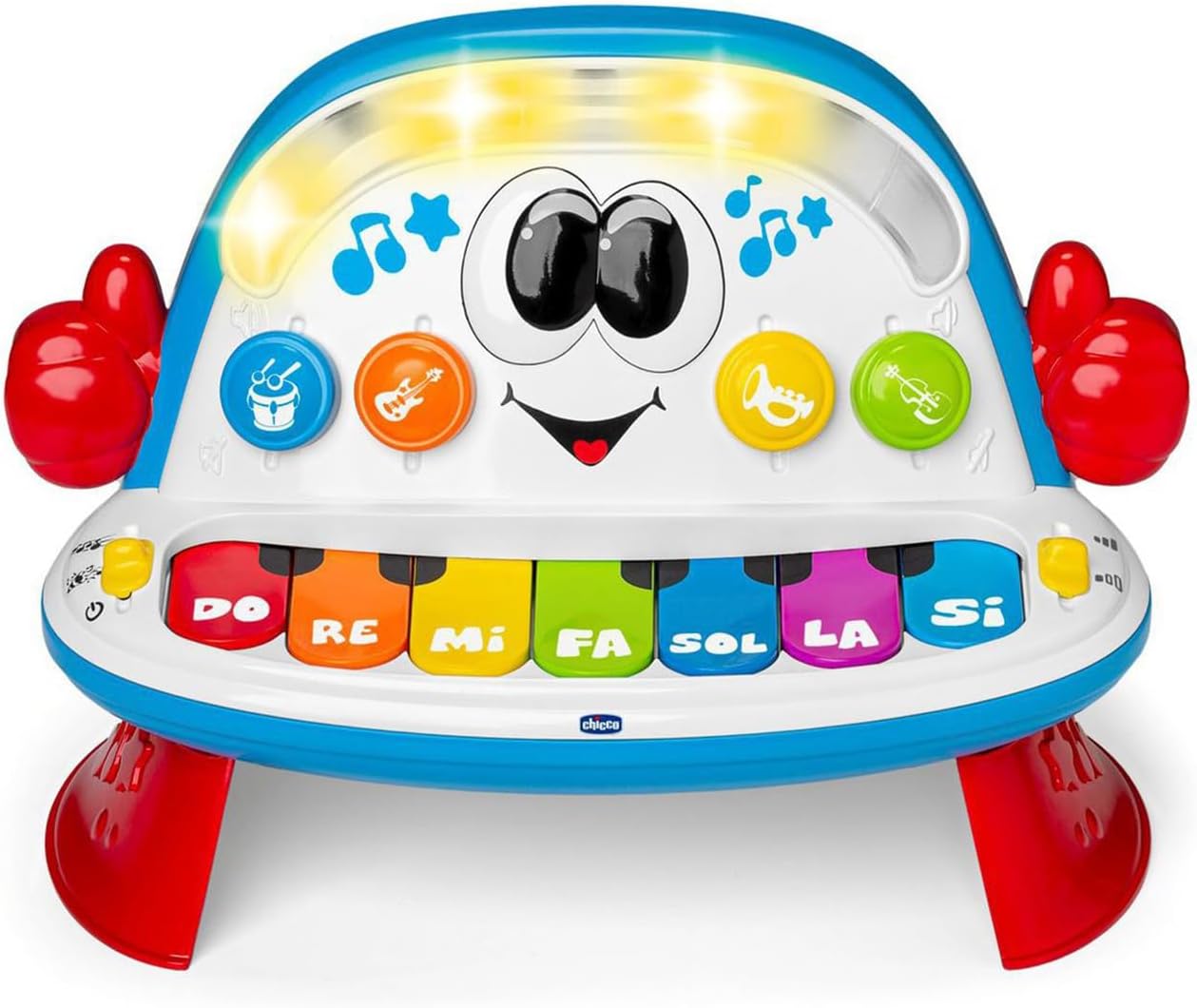 Chicco Funky El Piano De Orquesta, Juguete Bebés Enseña Música y Primeras Notas, Sonidos Instrumentos de Orquesta, Luces y Canciones, 2 Modos de Juego, 5 Géneros Musicales, Niños A Partir de 1 Año