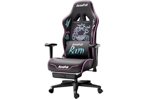 AutoFull Graffiti krzesło gamingowe, ergonomiczne krzesło biurowe, regulowane krzesło huśtawki, odporne na zużycie, super miękka skóra PU, krzesło wyścigowe z haftem, podparcie okolic lędźwiowych i podnóżek, fioletowe