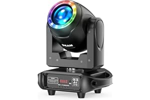 UKFOG 120W Cabeza Movil LED Escenario, Luces Discoteca con 6 Prisma Focos Móviles Iluminación Luz Estroboscopica Dinámica 8 Gobos para DJ, Fiesta, Disco, Party Exterior, Bar, Navidad, Halloween