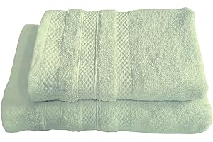 RE SOLE - Set Asciugamani Puro Cotone 1+1 Set Asciugamani Viso e Bidet - Coppia Asciugamani Bagno 500 gr/mq con Ospite | 50x100cm + 40x60cm Verde