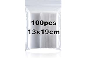 GUANGYUAN 100 Pcs Sealable Grip Seal Bags 13x19cm Medium Resealable Clear Plastic Bags For Beads Jewellery Food