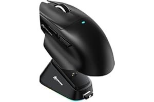 ATTACK SHARK V6 65g SUPERLIGHT Mouse with Magnetic Charging Dock, PixArt PAW3311 Gaming Sensor, 25000 DPI, 500 mAh Battery, BT/Wireless/Wired Ergonomic Mice with Thumb Rest, for Win11/Xbox/PS/Mac