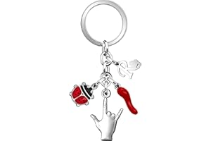 Angelra Portachiavi Portafortuna Donna Uomo, Lettere Iniziali Corno Rosso Coccinella Portachiavi di Regalo di Compleanno Natale