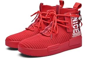 Fushiton Mens High Top Trainers Fashion Sneakers Sports Running Shoes Breathable Lightweight Footwear