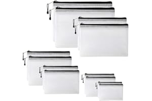 YXHZVON 12 sztuk torebek z zamkiem błyskawicznym na dokumenty, z tworzywa sztucznego, wodoszczelna powierzchnia, torba do przechowywania kosmetyków, akcesoriów podróżnych, 6 rozmiarów