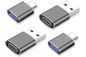 La Brodée USB C to USB Adaptor, USB to USB C Adapter 4Pack, USB 3.0 5Gbps Data Sync OTG Adapter Compatible with Laptop/Power/Car/Smartphone/Headphone/Bank/Hubs/Mic/iPad 10 Air 4 5, etc - Grey
