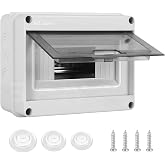 Kezidhp Electric Outdoor Waterproof Box, 8 Modules Single Row IP65 for | V0 Flame Retardant, Clear Window, Rated Current 63A,