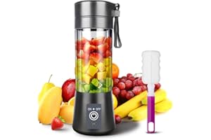 Mélangeur Portable, Ksera Coupe de jus de Smoothie, Mini Mixeur Personnel pour Smoothies Shakes - Six Lames en 3D, Puissant Presse-Fruits Portatif de Voyage à Domicile Rechargeable USB (Noir)