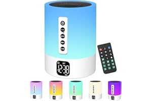 BISEOAMZ Bluetooth Lautsprecher mit Licht, White Noise Machine, Lichtwecker, Nachttischlampe Touch Dimmbar mit Wecker, Geschenke für Mädchen Junge Kinder Teenager Frauen, Geschenkideen, Coole Sachen