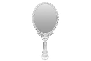 HONFITAT Vintage Repousse Oval Maquillaje Floral Espejo De Mano Espejos De Plata Cosmética