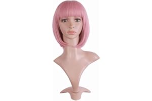 MapofBeauty 12 Pollic/30cm Corto Lisci Flat Frange Parrucche (Rouge Rosa)