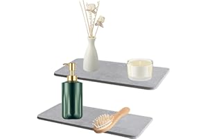 Yowmina Lot De 2 Plateau en Pierre Absorbant L'eau pour évier, Organisateur d'évier, Dessous de Verre Antidérapant en Diatomite, Tapis de Séchage Rapide Instantané pour le Comptoir de Cuisine