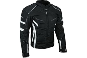HEYBERRY Kurze Textil Motorrad Jacke Motorradjacke Schwarz Weiß
