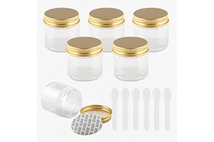 PQPAUTY 6 Pieza Transparente Tarro de Cosmética de Plástico 50g Envases Cosmética Plástico 50 ml con Tapa Oro Botella de Crema Tanque para Productos Cosméticos Ungüento