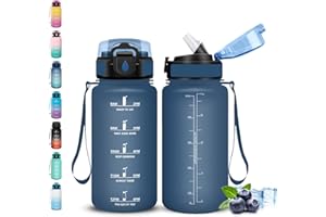 Grsta Borraccia, 500ml Borraccia Bambini, Senza Perdite, Borraccie con Cannuccia, Facile da Pulire, Borraccie Motivazionale, con Slogan Motivazionale, Borracce per Scuole, Campeggio, Ufficio