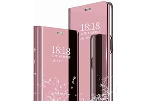 TingYR Funda para Xiaomi Redmi Note 10 Pro Carcasa, Espejo Funda Flip Inteligente Mirror Caso, Soporte Plegable, Case Cover Funda para Xiaomi Redmi Note 10 Pro.(Oro Rosa)