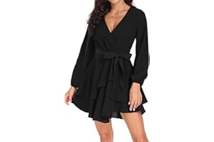 PCEAIIH Abito da Cocktail da Donna, a Maniche Lunghe, Stile Impero, con Scollo a V, in Vita