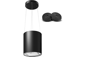 SNDOAS Cappa Sospesa, 700 m³/h Cappa Aspirante a Isola con Filtro Carbone, Funzione di Spegnimento Ritardato, 35cm Cappa Cucina a Ricircolo d'aria a 3 Livelli, LED