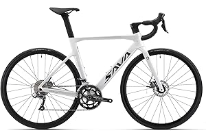 SAVADECK Bicicleta de Carretera de Fibra de Carbono, 700C Bicicleta de Carreras Cuadro de Carbono Horquilla de Carbono con SORA R3000 Sistema de Desviador de 18 Velocidades Freno de Disco para adultos