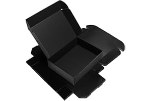 RLAVBL 6 Boîtes Emballages Cadeaux Noires 30.5x22.9x7.7cm, Boîte Noir Double Face Livré avec Autocollants de Visages Souriants