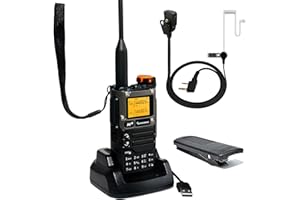 HYSHIKRA Quansheng UV-K5 (8) VHF UHF walkie talkie portatile FM NOAA UV-K6 Radio bidirezionale per esterni/magazzino e logistica/navigazione/produzione industriale (nero, con auricolare a tubo trasparente)
