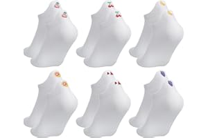 poraceous 6 par bawełnianych skarpet damskich 38-42, białe skarpety damskie, oddychające niskie krótkie skarpetki, z owocowym wzorem, na piesze wycieczki, do biegania, dni