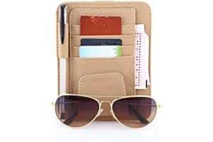 MOONYEU Visor Organizer,Auto Auto Sonnenblende Organizer Tasche Karte Lagerung Brillenhalter Clip(Beige) auto sonnenblende organizer