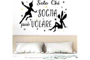 DOCLIICK Adesivo da parete in vinile con frase in italiano "SOLO CHI SOGNA" adesivi murali frasi in italiano citazione, decorazione da parete, Wall Stickers, Art Sticker Decal Mural DC-19005