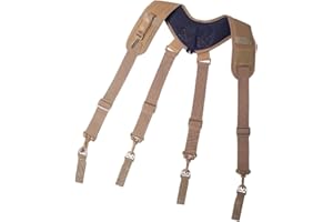 SUNATURE Ceinture à outils Jarretelles élastiques réglables pour travaux lourds Sangles de type X Ceintures à outils robustes Bretelles de travail rembourrées Flexible réglable (Kaki)