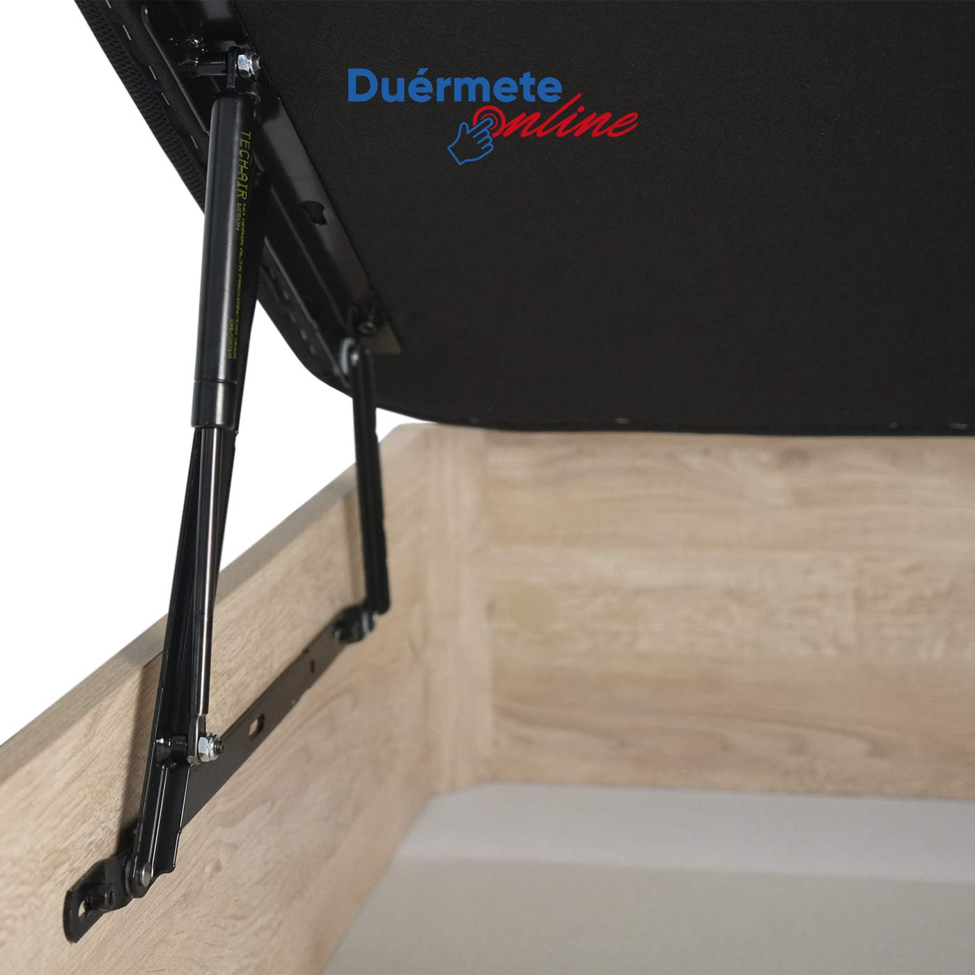Duérmete Online Base imbottita 3D rinforzata | Anti rumore con 5 barre di rinforzo | Valvole di ventilazione | 6 piedi legno color wengé, verde, 105 x 190