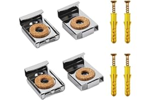 WJUAN Frameless Glass Wall Mount Kit, Spring Loaded Mirror Clips Mirror Clip with 4 Sets of Screws and Pins Can be Used for Bathroom and Toilet Mirror Fixing and Decoration (Silver)