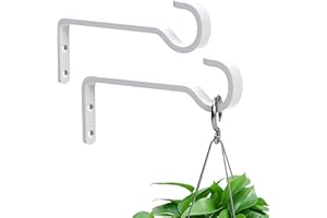 SAFFRUFF 15.2cm 2 Pack White Heavy Duty Outdoor Plant Hangers for Hanging Baskets, Iron Hanging Plant Brackets for Hanging Plants Outside, Metal Plant Hooks Plant Wall Hooks for Hanging Lantern, Bird Feeder