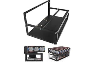 CLOUD FIRE Mining Rig Frame 6 GPU, Stahl Offen Mining Frame mit Antistatikstreifen, Open Air Miner Mining Case für ATX/Btx/Flex/Itx/Microatx, 4 X 12cm Ventilator (Nur Rahmen)