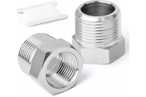 ERGAOBOY 10 pcs 304 Douille hexagonale réductrice en acier inoxydable, 3/8" BSP mâle à 1/4" BSP femelle tuyau, réducteur d’adaptateur de raccord convertisseur