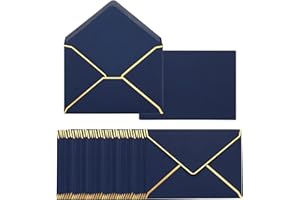 PATIKIL 100 Pack 5 x 7 A7 Card Envelopes With Gold Border for Office, Wedding Gift Cards, Invitations, Graduation (Blue)