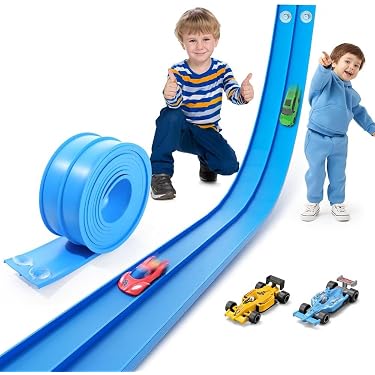 Circuit Voiture Enfant 5 M – Piste Flexible Double Voie, 6 Voitures, Rampe, Lanceur – Jouet 3 Ans Et + - 12