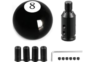 Juttzzei 8 Ball Round Gear Shift Knob, Universal 5/6 Speed, Acrylic, Black, 9 cm x 4 cm