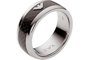 Emporio Armani Bague Pour Homme, Logo Aigle : 5.5mm X 2.65mm / Hauteur De L'Anneau : 9mm / Largeur De L'Anneau 20mm Bague En Acier Inoxydable Argenté, EGS1602040