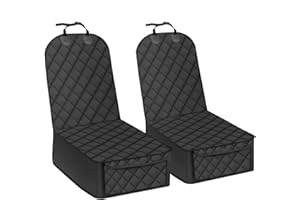 QLFYUU Qlf yuu Front Car Seat Covers Nonslip Scratch Proof Dog Car Seat Cover, 100% Waterproof Car Seat Protector with Anchor, Washable Pet Dog Seat Covers for Cars Trucks SUV (Black, 2 Pieces)