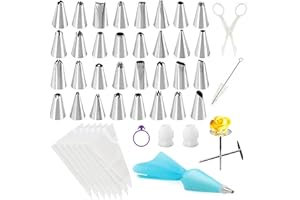 SNAIL GARDEN SnailGarden 141 Pezzi di Forniture per Decorazione Torte,32 Beccucci in Acciaio Inox con 100 Sacchetti di Glassa per Torte,Sac a Poche Riutilizzabili per Cupcake Muffin, Dolci e Biscotti